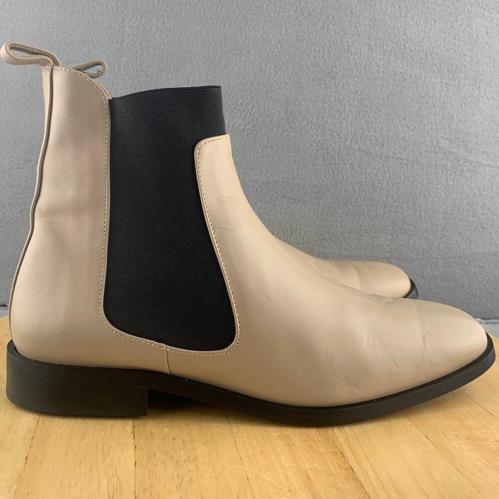Everlane The Italian Leather Square Toe Chelsea Boot Cream Women’s Size 9.5 US - Picture 3 of 8